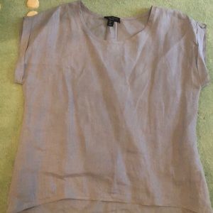 Pale blue linen top.